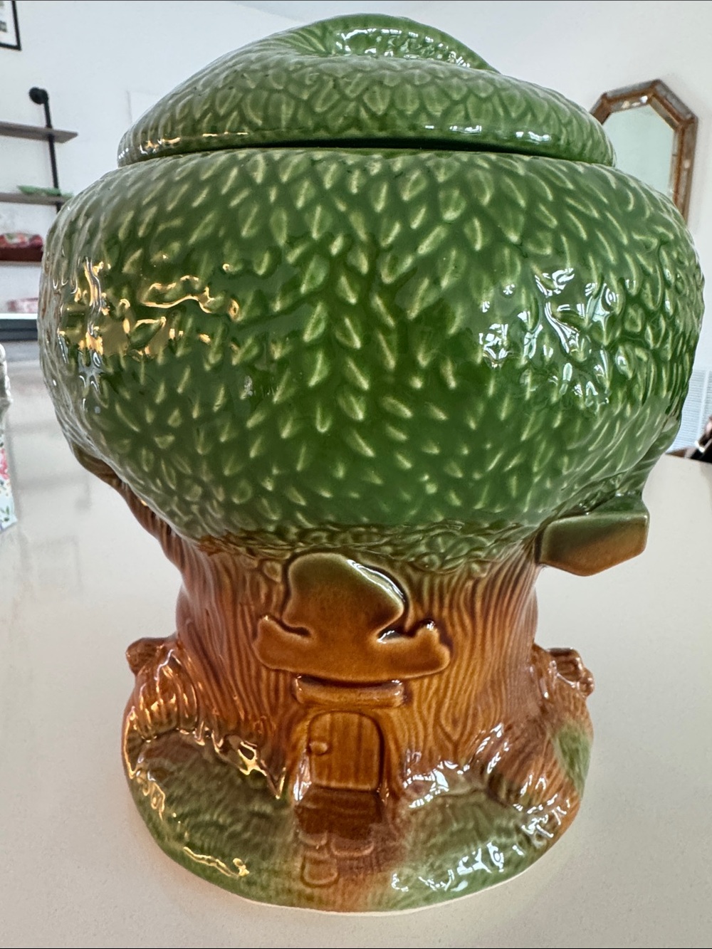 Vintage Keebler Cookie Jar Tree Stump Cookie Jar in Green and Brown